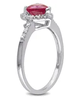 Lab-Grown Ruby (1 ct. t.w.) and Diamond (1/10 Heart Halo Ring Sterling Silver