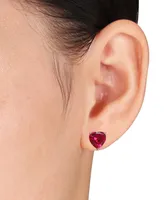 Lab Grown Ruby (5 1/2 ct. t.w.) Heart Stud Earrings in Sterling Silver