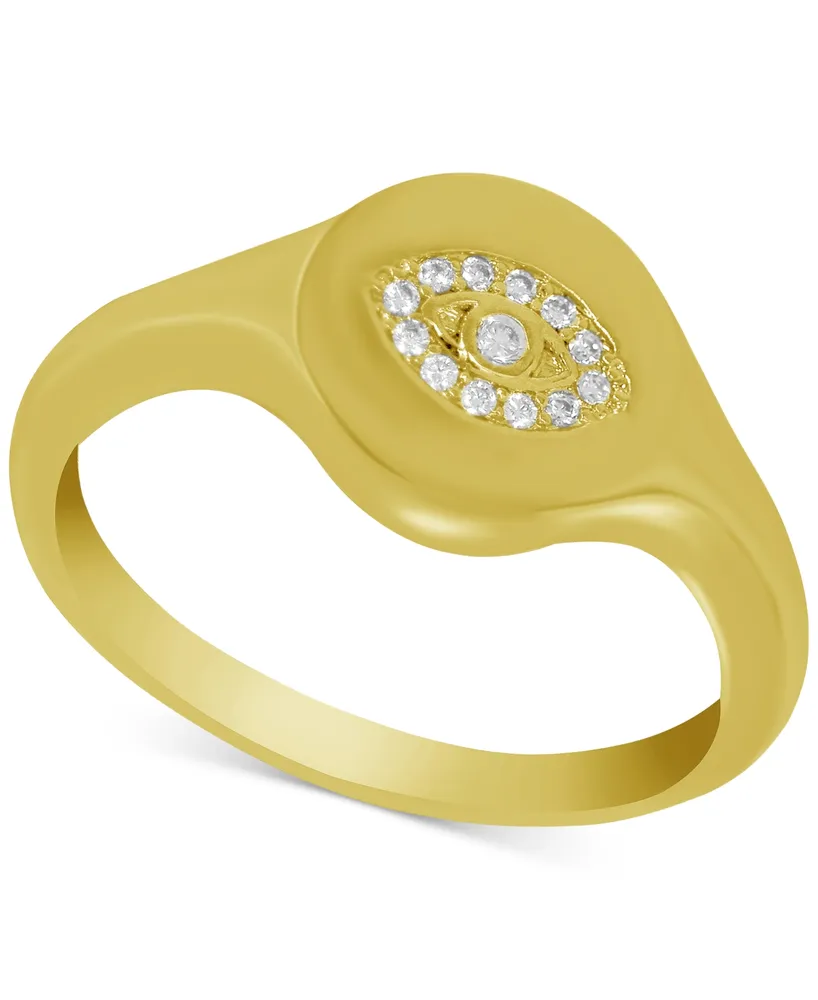 And Now This Crystal Evil Eye Ring Gold-Plate