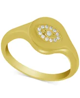 And Now This Crystal Evil Eye Ring Gold-Plate