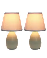 Simple Designs Mini Egg Oval Ceramic Table Lamp 2 Pack Set