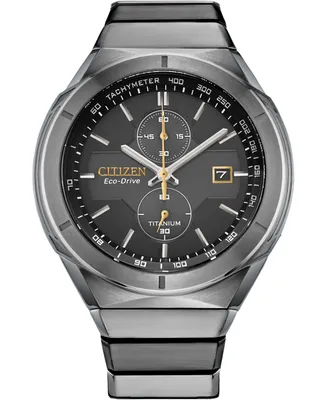 Citizen Men's Chronograph Armor Eco-Drive Silver-Tone Titanium Bracelet Watch 44mm - Silver
