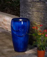 Glitzhome Cobalt Outdoor Fountain with Pump and Led Light