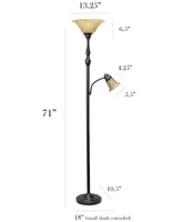 Elegant Designs 2 Light Mother Daughter Floor Lamp with Amber Marble Glass Shades