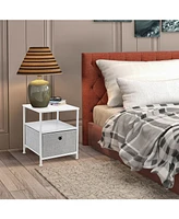 Sorbus 1 Drawers Nightstand with Shelf - Steel Frame, Wood Top & Easy Pull Fabric Bins Perfect for Home, Bedroom, Office College Dorm