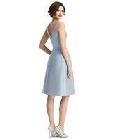 Alfred Sung Women's V-Neck Pleated Skirt Cocktail Dress with Pockets
