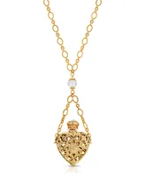 2028 14K Gold-tone Crystal Filigree Heart with Glass Vial Necklace - Gold