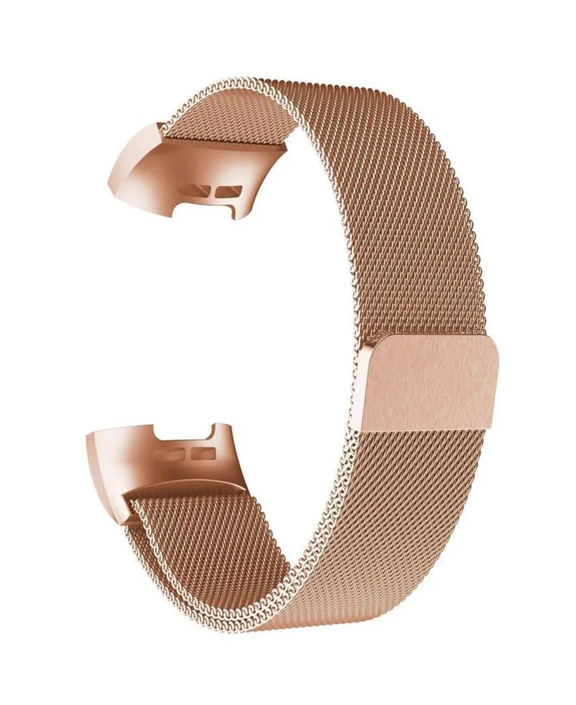 Posh Tech Unisex Fitbit Charge 3 Rose Gold-Tone Stainless Steel Watch Replacement Band - Rose Gold