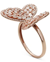 Cubic Zirconia Baguette Butterfly Ring (1-1/2 ct. t.w.) Sterling Silver or 18K Rose Gold over