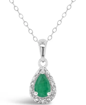 Emerald (3/8 ct. t.w.) and Diamond Accent Pendant Necklace Sterling Silver