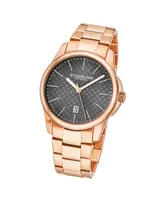 Stuhrling Men's Rose Gold Stainless Steel Bracelet Watch 42mm