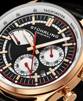 Stuhrling Men's Brown Leather Strap Watch 42mm