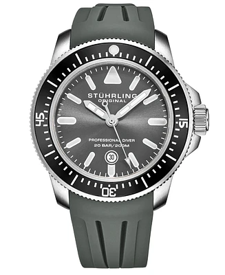 Stuhrling Men's Gray Silicone Rubber Strap Watch 43mm