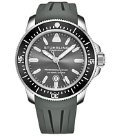 Stuhrling Men's Gray Silicone Rubber Strap Watch 43mm