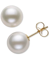 Belle de Mer Cultured Freshwater Pearl Stud 14k Yellow Gold Earrings (8mm)