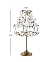 Clara 20.5" Crystal Flower Beaded Girandole, Acrylic Led Table Lamp