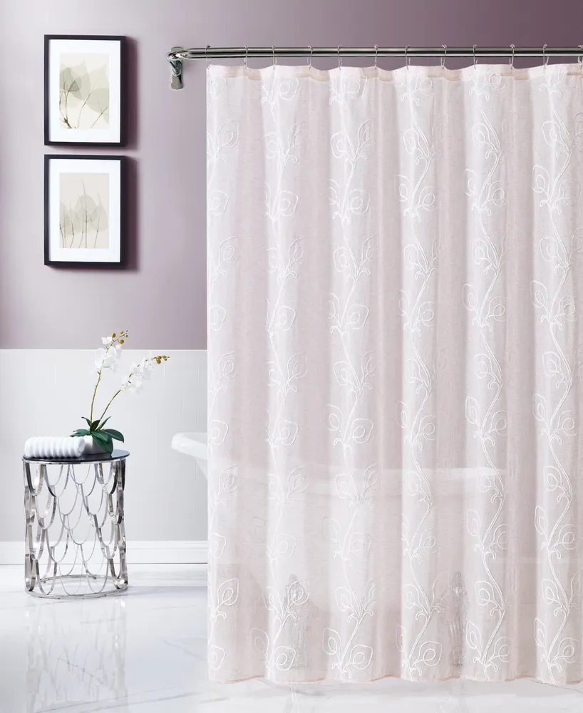 Dainty Home Stella 70" x 72" Chenille Embroidederd Shower Curtain