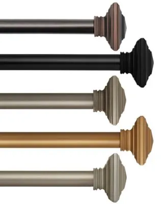 Florence Single Curtain Rods With Stacked Square Finials