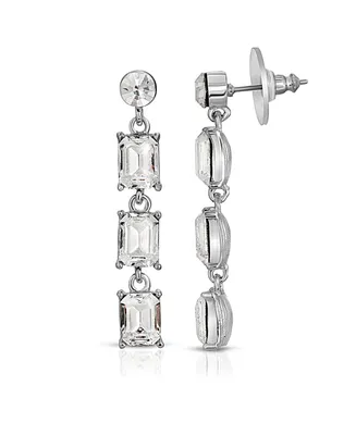 2028 Silver-Tone Post Drop Earrings Made with Crystals