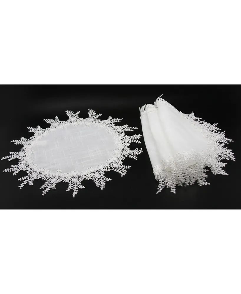Manor Luxe Floral Garden Lace Trim Round Placemats - Set of 4