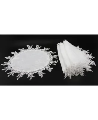 Manor Luxe Floral Garden Lace Trim Round Placemats - Set of 4