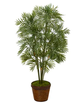 Nearly Natural 46in. Parlor Palm Artificial Tree in Coiled Rope Planter