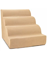 Home Base Pet Stairs, 4-Step Dog Steps for Bed and Couch, Soft Ramp Cats Dogs, High Density Foam Scalloped Design