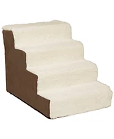 Home Base Dog Stairs 4-Step Pet Steps for Couch and High Bed, Non Slip, Density Sherpa Foam
