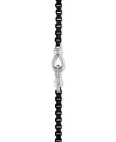 Esquire Men's Jewelry Men's Box Link 22" Chain Necklace in Black Enamel over Stainless Steel (Also in Red & Blue Enamel), Created for Macy's