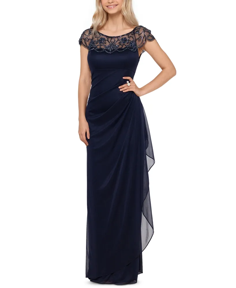 Xscape Embellished-Neck Gown
