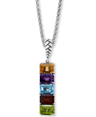Effy Multi-Gemstone (5-3/4 ct.-t.w.) 18" Pendant Necklace in Sterling Silver