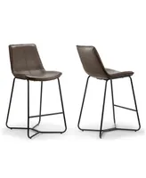 Glamour Home Set of 2 Amery Iron Frame Vintage-like Counter Stool