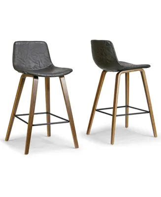 Glamour Home Set of 2 Alyn Modern Barstool with Finish plywood Legs and Metal Footrest