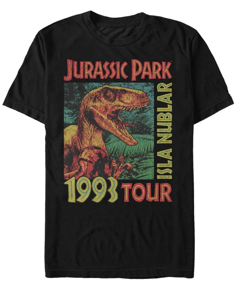 Fifth Sun Jurassic Park Men's Isla Nublar 1993 Tour Poster Short Sleeve T-Shirt