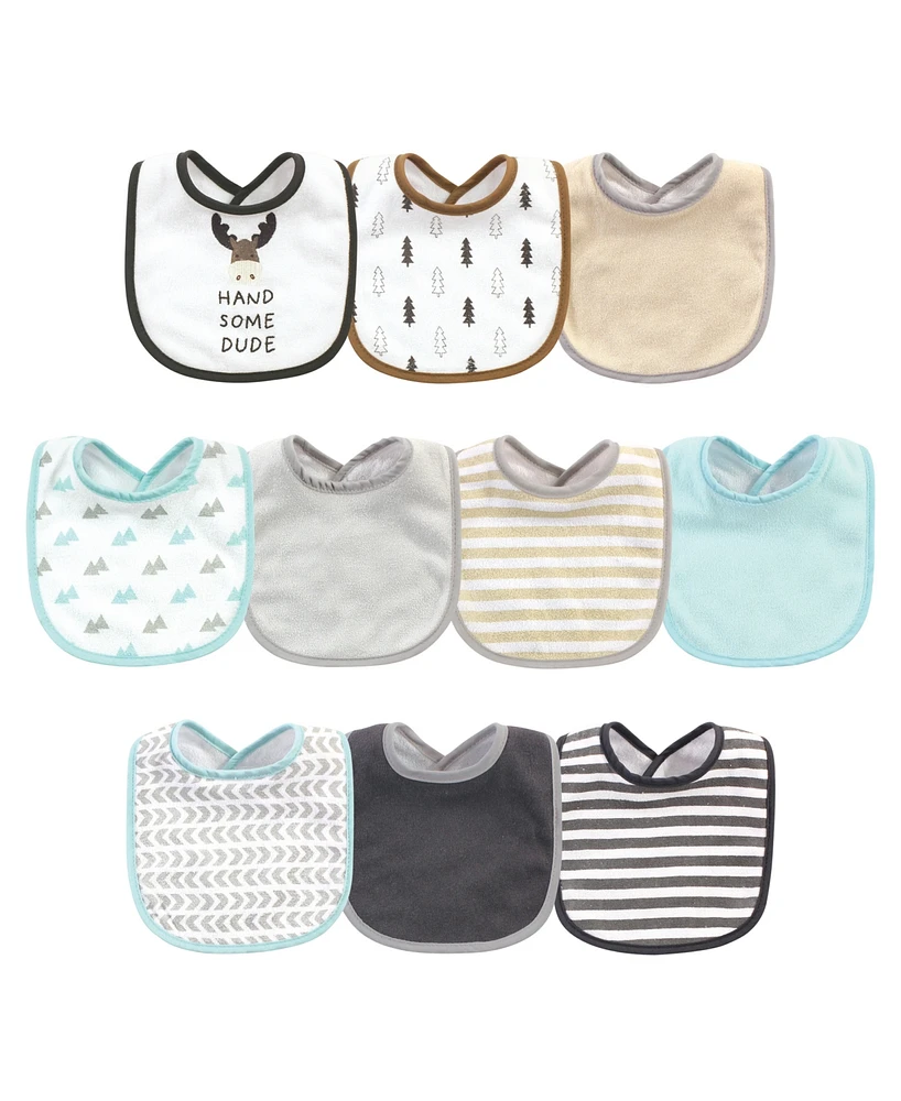 Hudson Baby Baby Boys Handsome Moose Bibs, Pack of 10