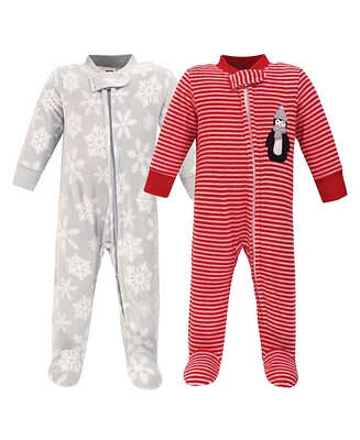 Hudson Baby Boys Fleece Zipper Sleep and Play 2pk