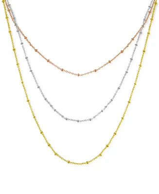 And Now This Silver Plated Beaded 18" Layered Necklace - Tri