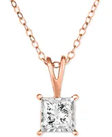 TruMiracle Diamond Princess 18" Pendant Necklace (1/2 ct. t.w.) 14k White, Yellow, or Rose Gold