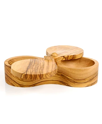 Berard Handcrafted Olive Wood Double Salt Keeper