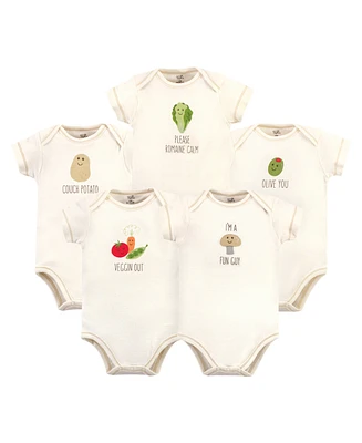 Touched by Nature Baby Girls and Boys Mushroom Bodysuits, Pack of 5