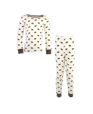 Touched by Nature Big Girls and Boys Moose Tight-Fit Pajama Set, Pack of 2