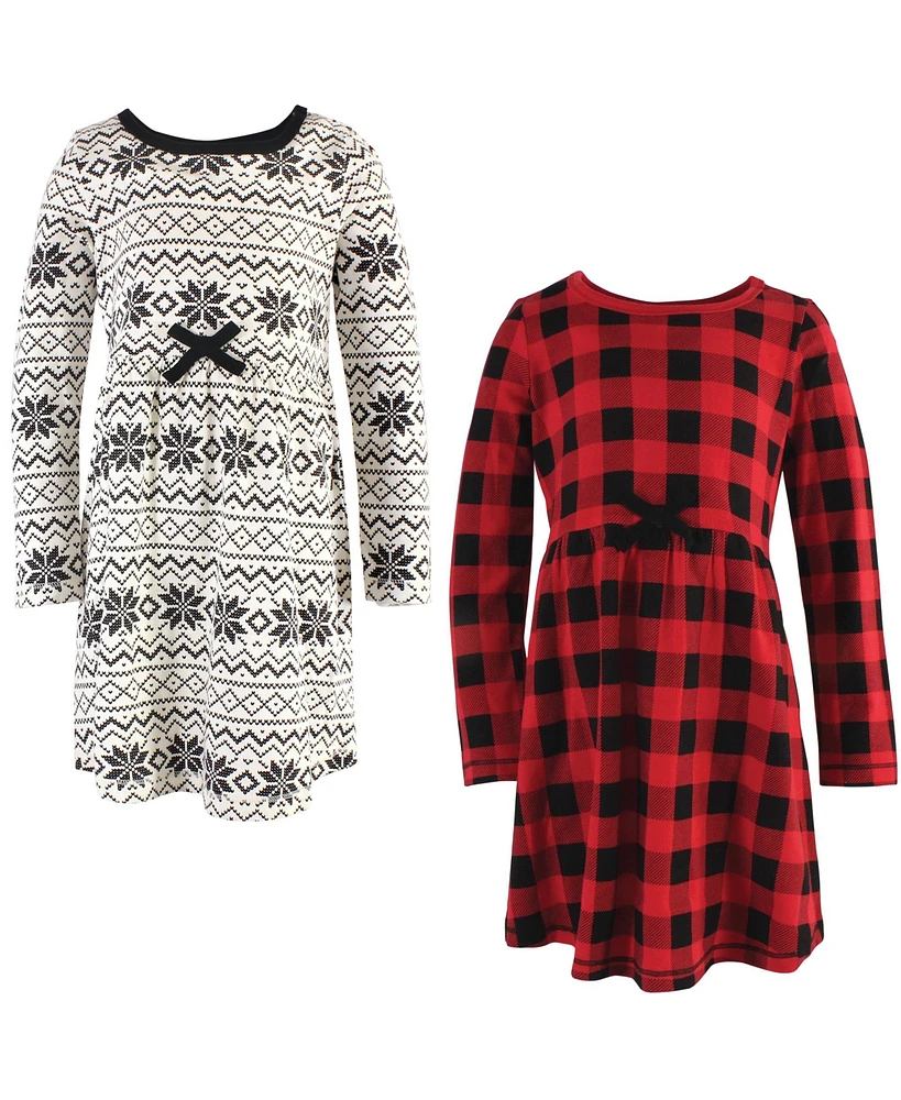 Touched by Nature Big Girls Organic Cotton Long-Sleeve Dresses 2pk