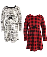 Touched by Nature Big Girls Organic Cotton Long-Sleeve Dresses 2pk