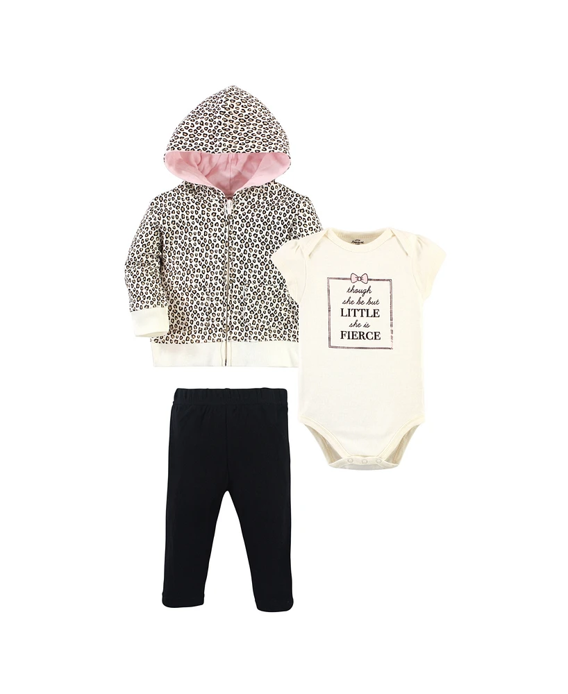 Little Treasure Baby Girls Hoodie, Bodysuit or Tee Top, and Pant Set