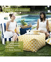 Majestic Home Goods Large Polka Dot Ottoman Square Pouf 27" x 17"