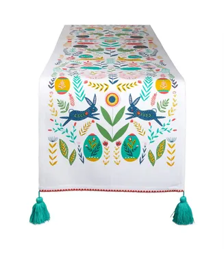 Design Imports Easter Folk Garden Embellished Table Runner