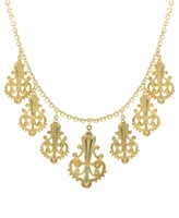 2028 Tone Filgree Drop Necklace - Gold