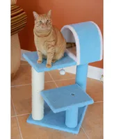 Armarkat Sky Blue 29" Real Wood Cat Tree With Scratcher And Tunnel For Squeeze, Snoozing And Hiding, B2903