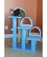 Armarkat B3803 3 Step Cat Scratch Ramp with Natural Sisal and Tunnel for Hiding, 38" High Ivory Real Wood Stairs for Pets Cats