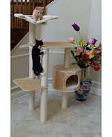 Armarkat Real Wood Premium Scots Pine 54-Inch Cat Tree with Three Levels, Perch, and Condo